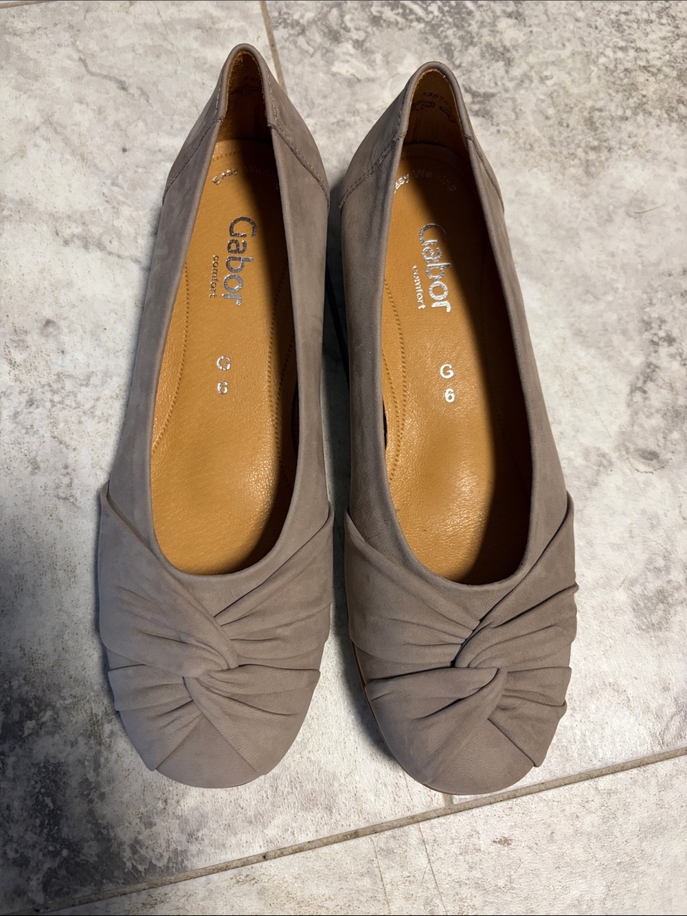 Gabor Taupe Suede Knot-Front Flats 9 NWB